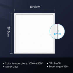 32W LED šviesos panelė, 120°,  595x595m, smart