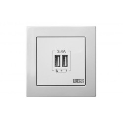Įleistinis USB- kroviklis, dvivietis, 220V, 50-60Hz, 3,4A